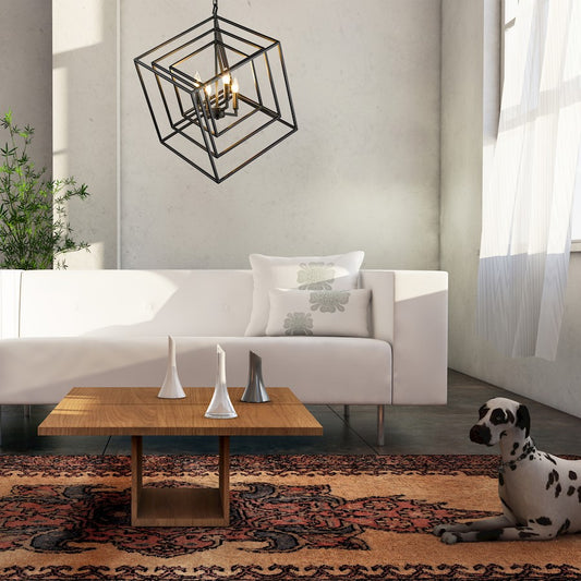 Euclid Small Chandelier, Matte Black