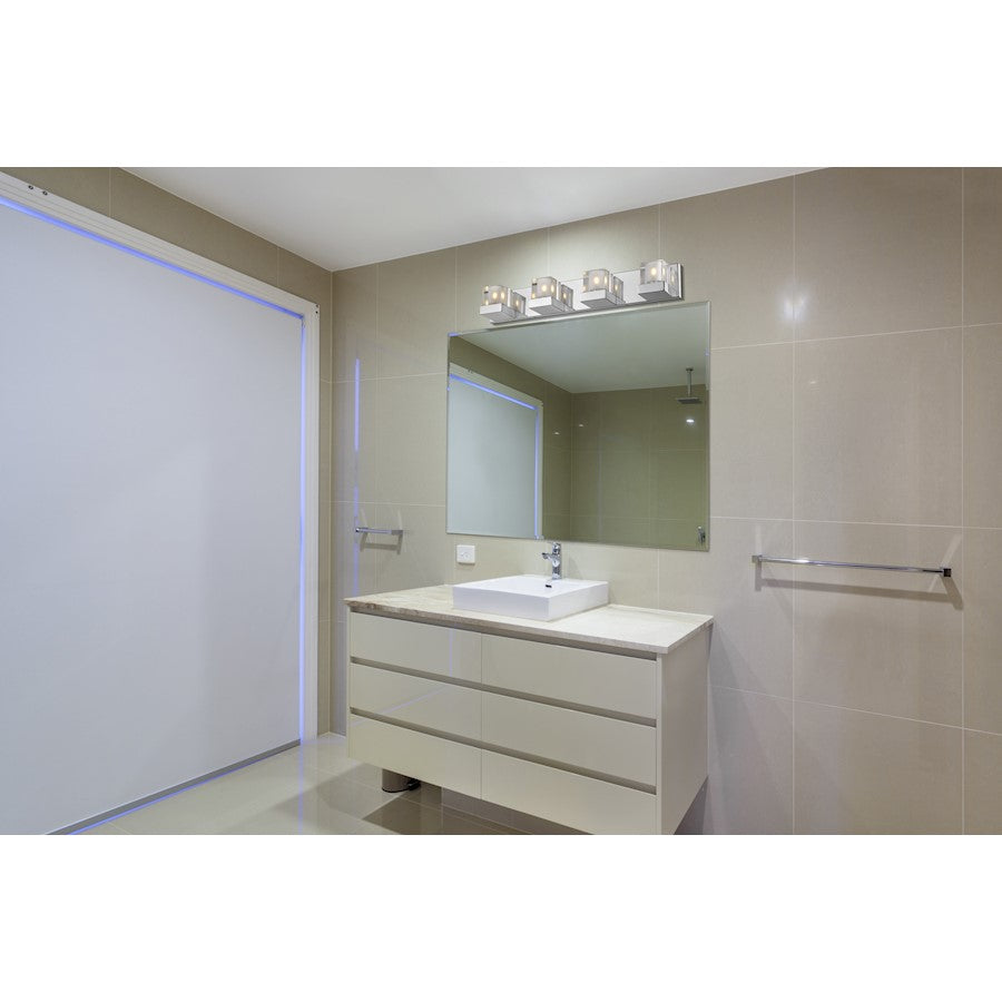 4 Light Fallon 28" Bathroom Vanity Light, Chrome
