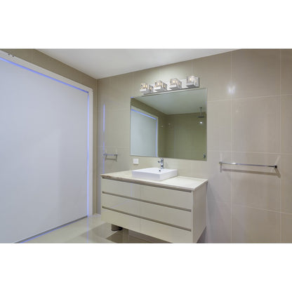 4 Light Fallon 28" Bathroom Vanity Light, Chrome