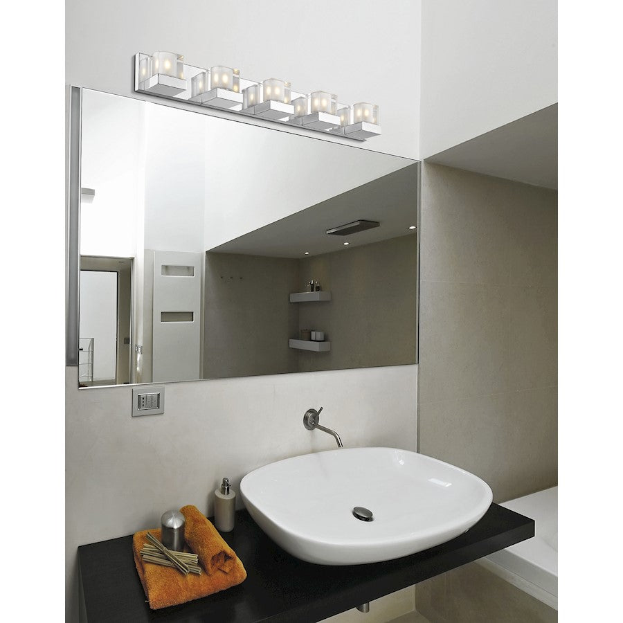 5 Light Fallon 34" Bathroom Vanity Light, Chrome