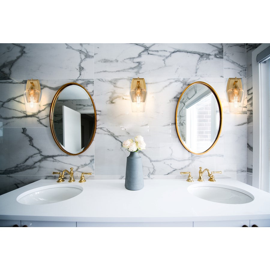 Z-Lite Joliet 1 Light Wall Sconce, Burnished Brass/Clear