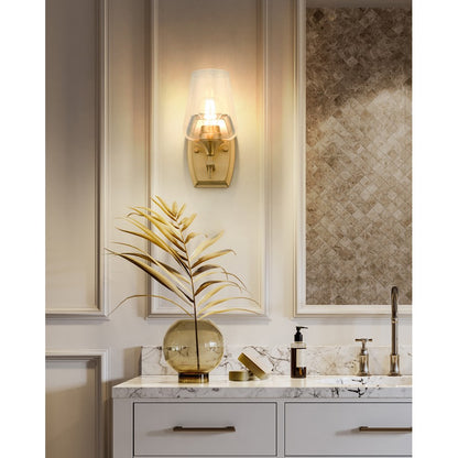 Z-Lite Joliet 1 Light Wall Sconce, Burnished Brass/Clear