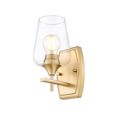 Z-Lite Joliet 1 Light Wall Sconce, Burnished Brass/Clear