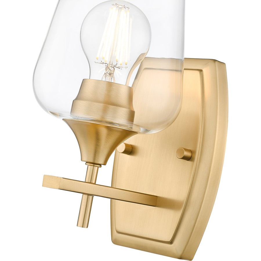 Z-Lite Joliet 1 Light Wall Sconce, Burnished Brass/Clear