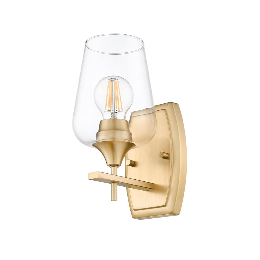 Z-Lite Joliet 1 Light Wall Sconce, Burnished Brass/Clear