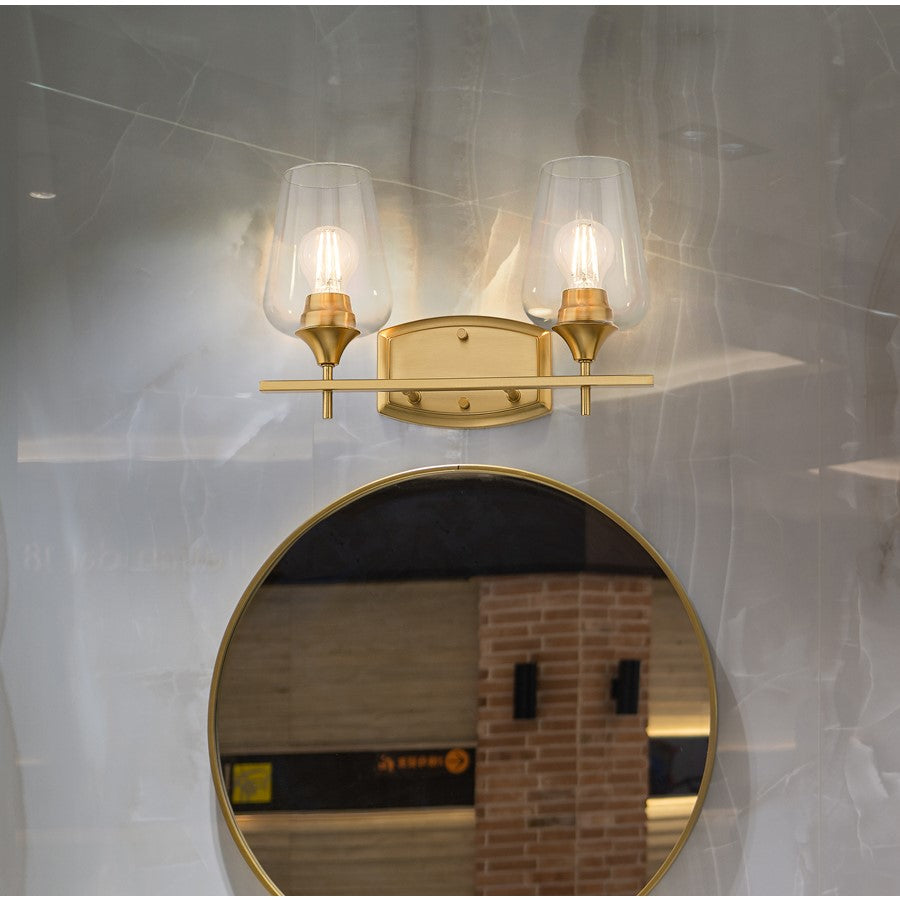 Z-Lite Joliet 2 Light Vanity, Burnished Brass/Clear