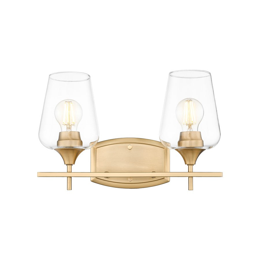 Z-Lite Joliet 2 Light Vanity, Burnished Brass/Clear