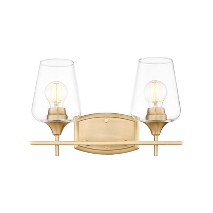 Z-Lite Joliet 2 Light Vanity, Burnished Brass/Clear