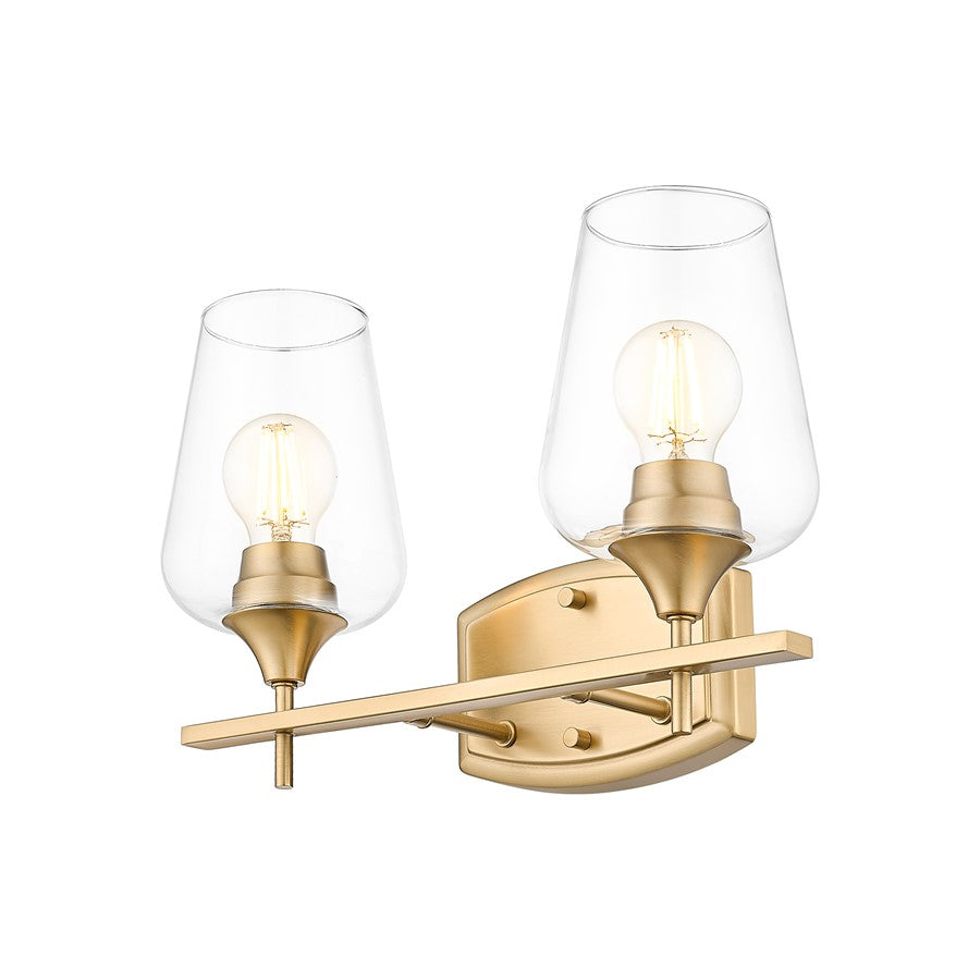 Z-Lite Joliet 2 Light Vanity, Burnished Brass/Clear