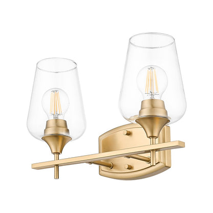 Z-Lite Joliet 2 Light Vanity, Burnished Brass/Clear