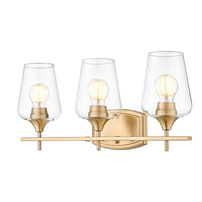 Z-Lite Joliet 3 Light Vanity, Burnished Brass/Clear - 473-3V-BBR