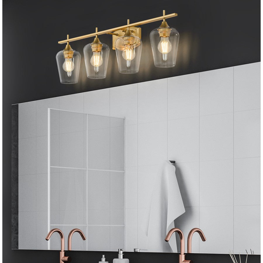 Z-Lite Joliet 4 Light Vanity, Burnished Brass/Clear