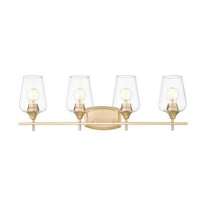 Z-Lite Joliet 4 Light Vanity, Burnished Brass/Clear