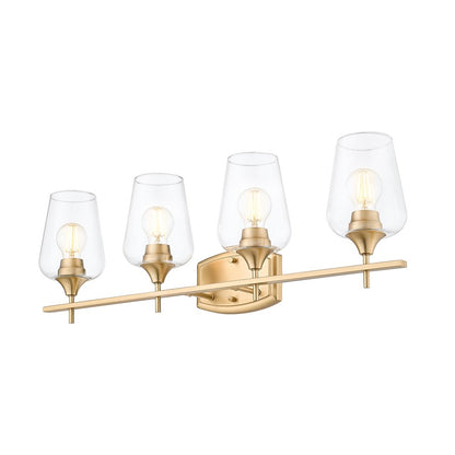 Z-Lite Joliet 4 Light Vanity, Burnished Brass/Clear
