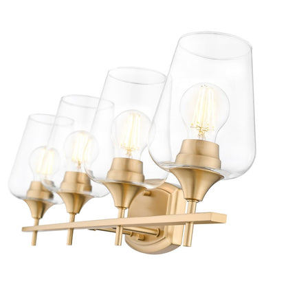 Z-Lite Joliet 4 Light Vanity, Burnished Brass/Clear