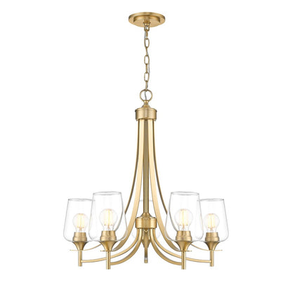 Z-Lite Joliet 5 Light Chandelier, Burnished Brass/Clear - 473-5BBR