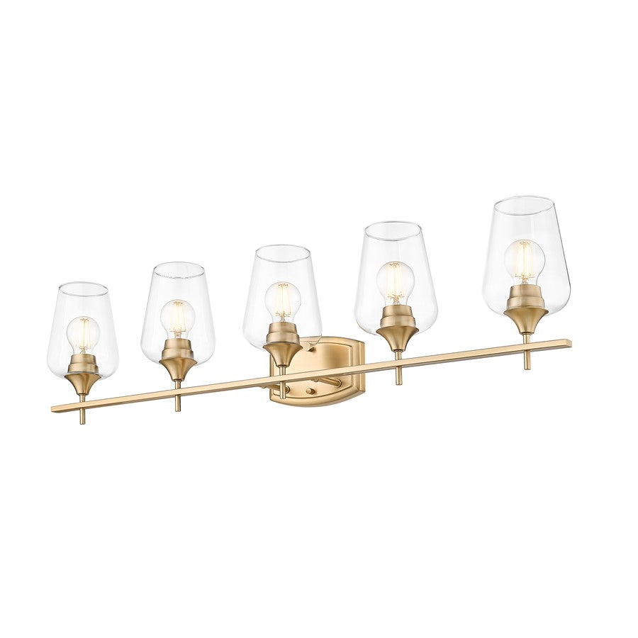 Z-Lite Joliet 5 Light Vanity, Burnished Brass/Clear