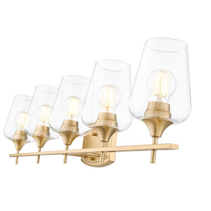 Z-Lite Joliet 5 Light Vanity, Burnished Brass/Clear