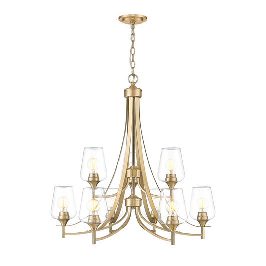 Z-Lite Joliet 9 Light Chandelier, Burnished Brass/Clear - 473-9BBR