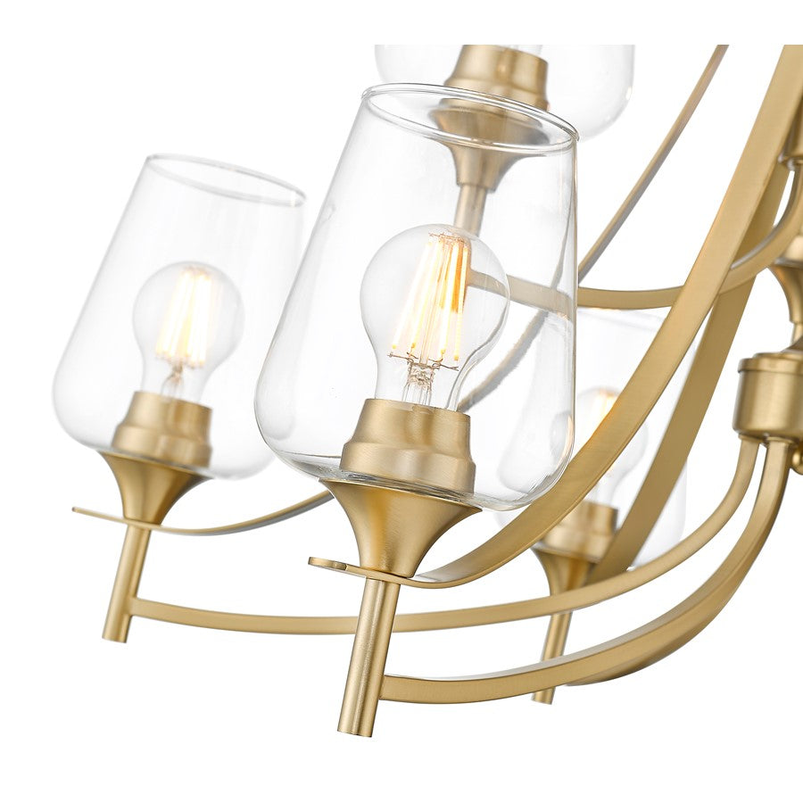 Z-Lite Joliet 9 Light Chandelier, Burnished Brass/Clear