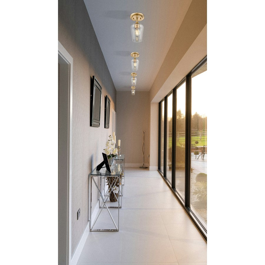 Z-Lite Joliet 1 Light Flush Mount, Burnished Brass/Clear