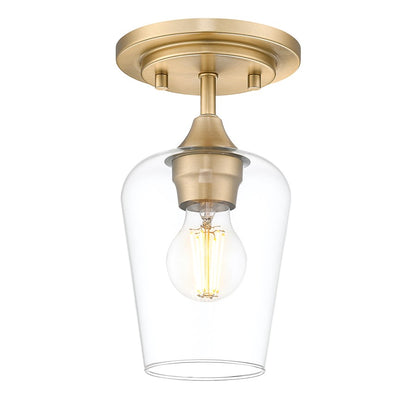 Z-Lite Joliet 1 Light Flush Mount, Burnished Brass/Clear
