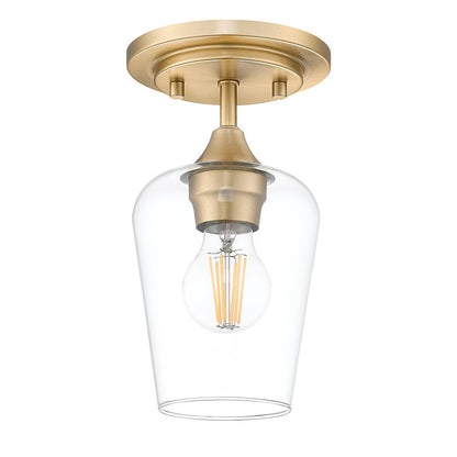 Z-Lite Joliet 1 Light Flush Mount, Burnished Brass/Clear