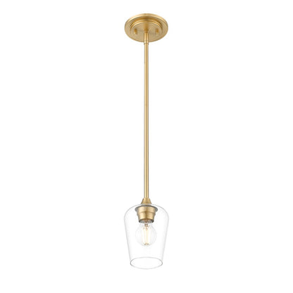 Z-Lite Joliet 1 Light 6" Pendant, Burnished Brass/Clear
