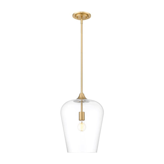 Z-Lite Joliet 1 Light 12" Pendant, Burnished Brass/Clear - 473P12-BBR