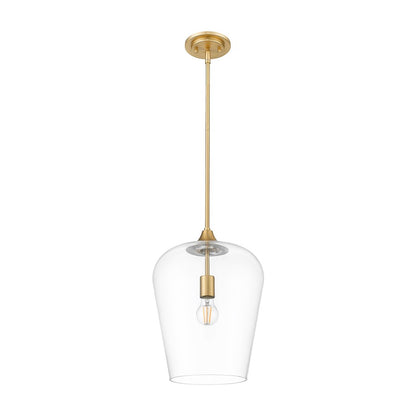 Z-Lite Joliet 1 Light 12" Pendant, Burnished Brass/Clear