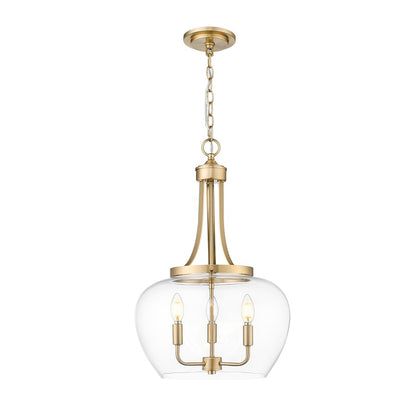 Z-Lite Joliet 3 Light Pendant, Burnished Brass/Clear - 473P16-BBR