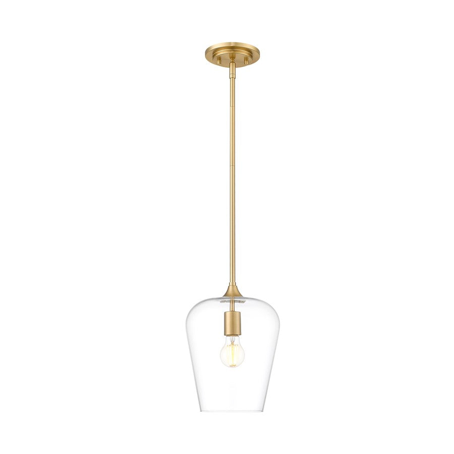 Z-Lite Joliet 1 Light 9" Pendant, Burnished Brass/Clear - 473P9-BBR