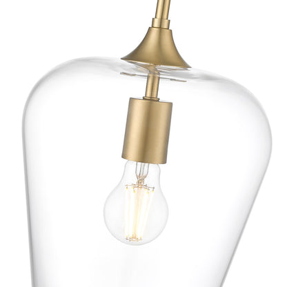 Z-Lite Joliet 1 Light 9" Pendant, Burnished Brass/Clear