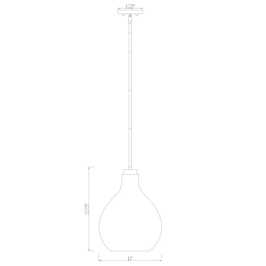 1 Light 13" Pendant, Matte Black