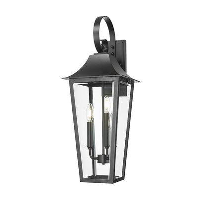 Z-Lite Gannon 3 Light 10" Outdoor Wall Light, Black/Clear Beveled - 5008B-BK