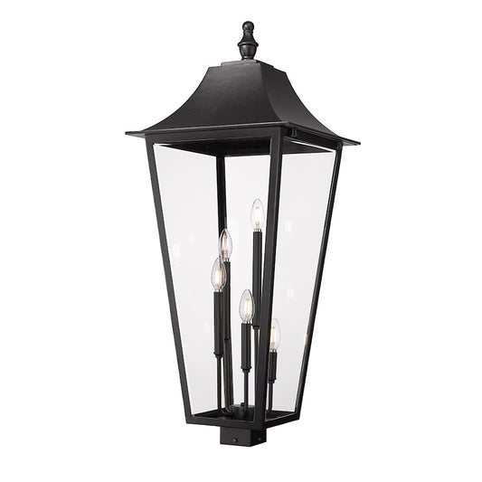 Z-Lite Gannon 5Lt 39" Outdoor Post Mount Fixture, Black/Beveled - 5008PHXXLS-BK