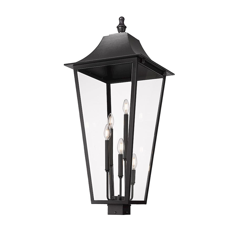 Z-Lite Gannon 5Lt 39" Outdoor Post Mount Fixture, Black/Beveled