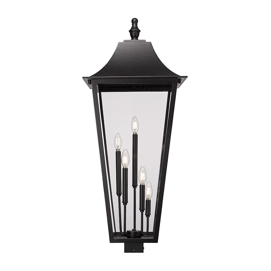 Z-Lite Gannon 5Lt 39" Outdoor Post Mount Fixture, Black/Beveled