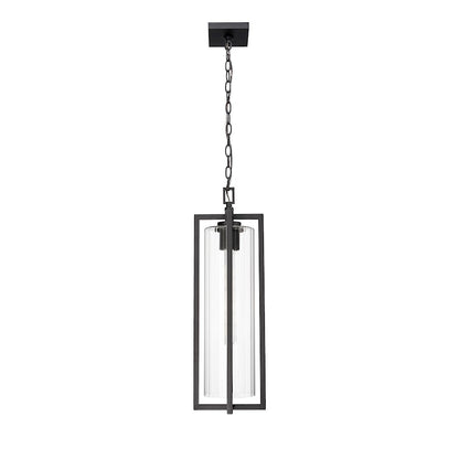 Z-Lite Aura 1Lt 8" Outdoor Chain Ceiling Mount, Black/Clear Ribbed