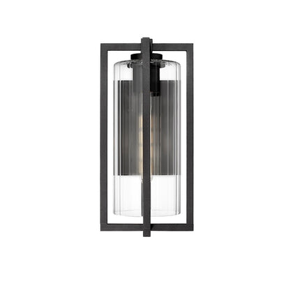 Z-Lite Aura 1 Light 17" Outdoor Wall Light, Black/Clear Ribbed