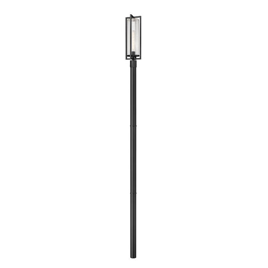 Z-Lite Aura 1Lt 8" Outdoor Post Mount/Round, Black/Ribbed - 5013PHBR-5009P96-BK