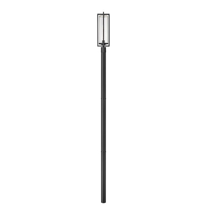 Z-Lite Aura 1Lt 8" Outdoor Post Mount/Round, Black/Ribbed