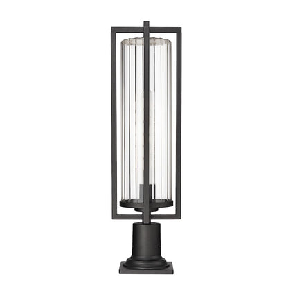 Z-Lite Aura 1Lt 8" Outdoor Pier Mount, Black/Clear Ribbed