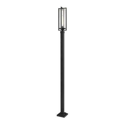 Z-Lite Aura 1Lt 9.25" Outdoor Post Mount, Black/Clear Ribbed - 5013PHBS-536P-BK