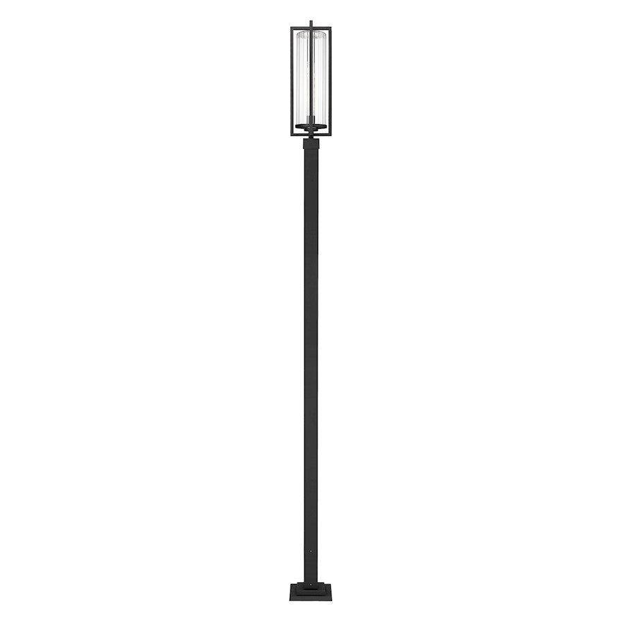 Z-Lite Aura 1Lt 9.25" Outdoor Post Mount, Black/Clear Ribbed