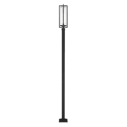 Z-Lite Aura 1Lt 9.25" Outdoor Post Mount, Black/Clear Ribbed