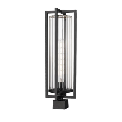 Z-Lite Aura 1Lt 8" Outdoor Post Mount Fixture/Square, Black/Ribbed - 5013PHBS-BK