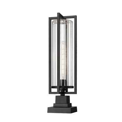 Z-Lite Aura 1 Light 6" Outdoor Pier Mount, Black/Clear Ribbed