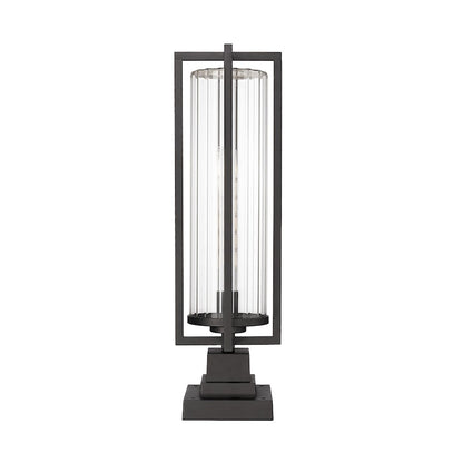 Z-Lite Aura 1 Light 6" Outdoor Pier Mount, Black/Clear Ribbed