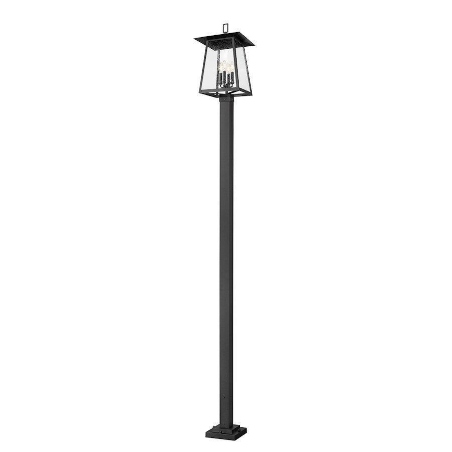 Z-Lite Rainer 4Lt 13.5" Outdoor Post/Square Fixture, Black/Seedy